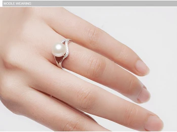 ZHBORUINI Perle Ring Naturlige Ferskvands Perle Smykker 925 Sterling Sølv Ringe Til Kvinder af Høj Guality Zircon vielsesringe Gave