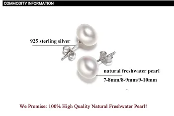 ZHBORUINI Perle Øreringe af 925 Sterling Sølv Smykker Til Kvinder 7-10mm Oblate Stud Øreringe Naturlige Ferskvands Perle Smykker Gav