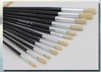 Zhouxinxing Sort træ stang runde hoved børste række pen 12pcs/set akvarel pensler akryl maleri, acryl pensel