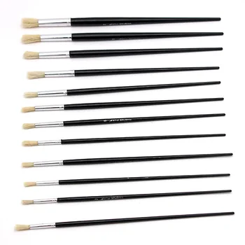 Zhouxinxing Sort træ stang runde hoved børste række pen 12pcs/set akvarel pensler akryl maleri, acryl pensel