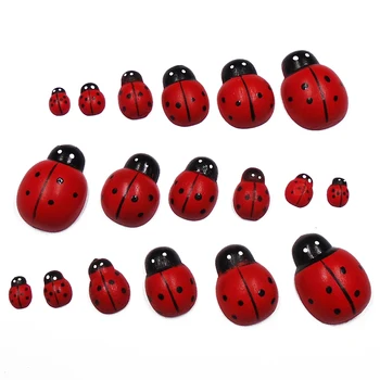 ZIEENE 10stk 50stk Rød Maling Ladybird Træ-Knapper, Scrapbooking, Syning, Håndværk, Håndlavet Træ Patches For Børn DIY-11-32mm