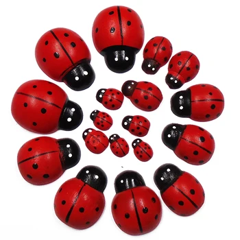 ZIEENE 10stk 50stk Rød Maling Ladybird Træ-Knapper, Scrapbooking, Syning, Håndværk, Håndlavet Træ Patches For Børn DIY-11-32mm