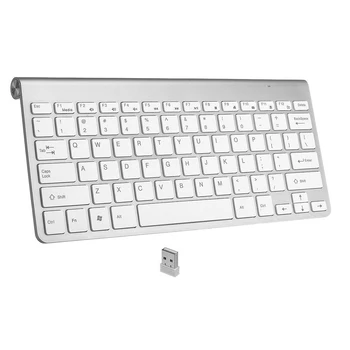 Zienstar engelsk Sprog Ultra Slim 2,4 Ghz Trådløse Tastatur til Macbook/PC/Laptop / Smart-TV med USB-Modtager