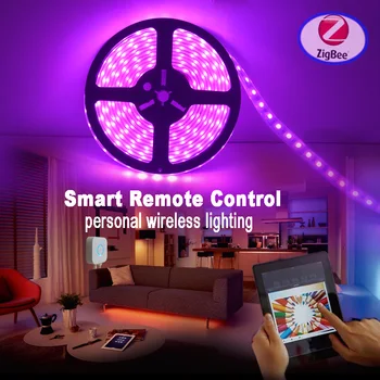 Zigbee LED lysbånd (5M lys stribe+APP Controller), wireless strip, APP control, arbejde med Zigbee-hub, gratis forsendelse