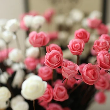 Zinmol culorful Silke Blomster, Kunstige Blomster 15 Hoveder Lille Rose Elegant Blomster Hjem Udsmykning til bryllupsfest Rose Buket