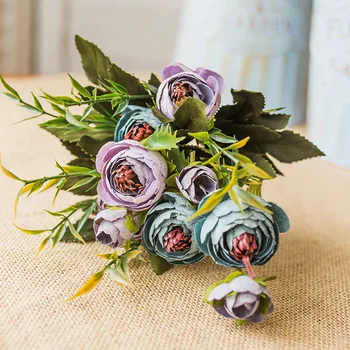 Zinmol Kunstig Blomst Rose Silke Blomst Levende Europæisk Stil Elegant Vintage Style Flower 9 hoveder Hjem Dekoration Tabel Deco -