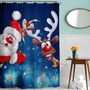Zipsoft badeværelse badeforhæng Jul rideau de douche tegnefilm Øko-Venlige for Ferie festlighederne imprægnering gardin