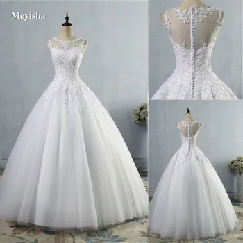 ZJ9036 2016 2017 lace Hvid Elfenben A-Line Bryllup Kjoler til bride Dress kjole Vintage plus size Kunde gjort størrelse 2-28W