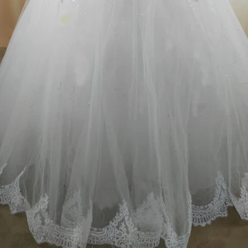 ZJ9076-C 2016 2017 Hvid Elfenben perler Bryllup Kjoler med blonder nederst til brude kjole plus size 2-26W