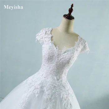 ZJ9085 2016 Hvid Satin Blonder, Tyl brudekjoler til cap ærmet bruden kjole plus size maxi formelle størrelse 2-26W