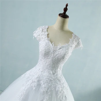 ZJ9085 2016 lace Hvid Hvid Kort Ærme Bryllup Kjoler til brudens brudekjole Vintage plus size maxi Kunde gjort størrelse 2-28W
