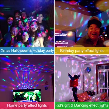 ZjRight IR Fjernbetjening LED Krystal Roterende Kugle Lys Fase Børn danser fødselsdag effekt lys, dj Ferie Xmas Halloween party lys