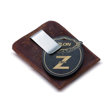 ZLON RFID-Unisex Crazy Horse Ægte Læder Fashiom Tegnebog Business Kreditkort, ID-Holder Med Stærk Magnet Penge Klip K105