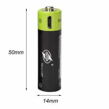 ZNTER 2stk Universal AA 1,5 V 1250mAh USB-Genopladelige Lithium-Polymer-Batteri, der Opkræves af Mikro-USB-Kabel
