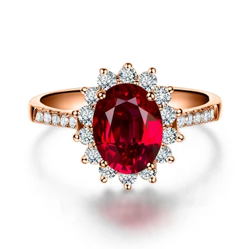 ZOCAI Ægte, Naturlig 1,0 CT Certificeret Rubin eller Safir med 0.26 CT Ægte Diamant i 18K Rosa Guld (Au750) Rubin Ring W05349