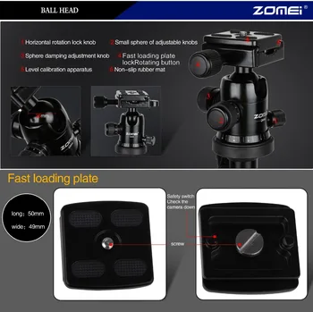 Zomei Q666 Professionel Magnesium Legering, Digital Kamera, der Rejser Monopod Stativ Til Digital SLR-DSLR-Kamera