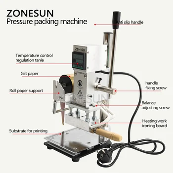 ZONESUN varmeprægning Maskine Manual Bronzing Maskine for PVC-Kort, læder og papir stempling maskine