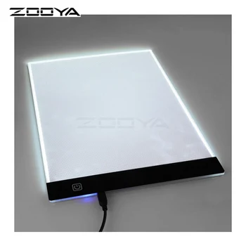 ZOOYA 5D DIY Diamant Broderi A4 LED Lys Stencil Touch Pad Kopi,Gælder for EU/DK/AU/US/USB-Stik, Diamant Mosaik Dekoration A4
