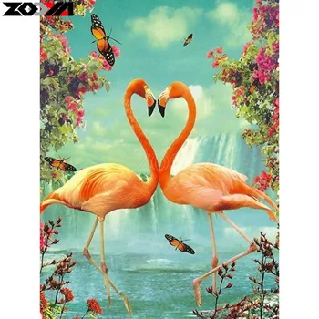 ZOOYA Fuld square/Runde bor Diamant broderi Flamingo elsker 5D DIY diamant Maleri Cross Stitch Rhinestone Mosaik indretning C04