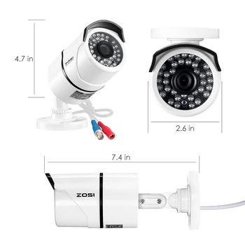 ZOSI 8CH HD 5.0 MP Udendørs/ Indendørs Sikkerhed Kamera System med 8 x 5MP 2560*1920 HD CCTV Kamera Pre-Installeret 2TB Harddisk