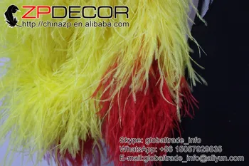 ZPDECOR 2yards/masse 8PLY Høj Kvalitet, Smukke Gule og Røde Bleget Brudekjole Strudse Fjer Boa til Dekoration Kjole