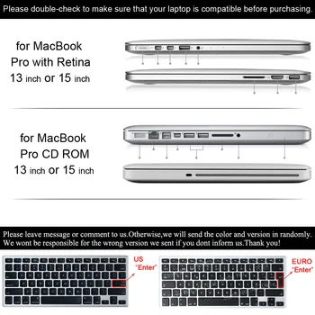 ZVRUA Bedste Laptop Case Til MacBook 13 15 tommer Pro med Retina-A1502 A1398 / CD-ROM A1278 A1286 + Keyboard Cover+skærmbeskytter