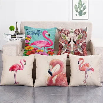 ZXZXOON Amazon hot salg Flamingo dyr med hjem tekstil med pude tilfælde, bomuld, linned pude dække for sofa hjem 45x45cm