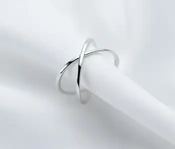 ÆGTE.925 Sterling Sølv fINE smykker Oplukkelig Snoet Krydset / Criss Cross Ring Oplukkelig GTLJ1334