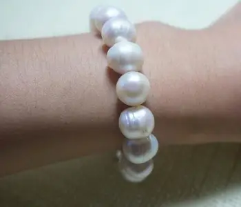 Ægte Ferskvands Perle Armbånd Stor Størrelse AA 10-11MM Hvid Perle Smykker Bryllup , Fødselsdag, Elsker, Mødre Dag Gave