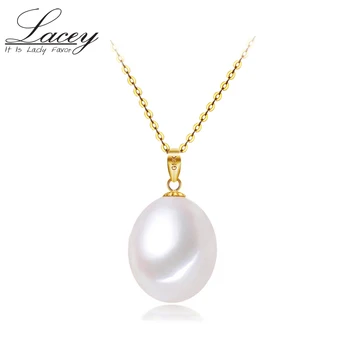 Ægte ferskvands perle vedhæng til kvinder,18k hvid naturlige perle vedhæng gule guld smykker datter fødselsdag, fine gave