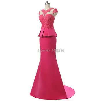 Ægte Fotos Abendkleider Havfrue Cap ærmet Applique Hot Sælger Elegante Kjole til Aften i 2018 Vestidos De Formatura Custom Made