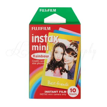 Ægte Fujifilm Instax Mini 9 Film Rainbow Fuji Instant Fotopapir 10 Ark 8 9 7 7 90 25 50i s Andel SP 1 SP-2 Kameraer
