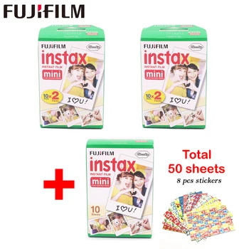 Ægte Fujifilm Instax Mini-Film Hvide Kant 50 Ark Til Fuji Instax mini 8 7 25 50 90 SP1 Instant Kamera, Foto, Film, Papir