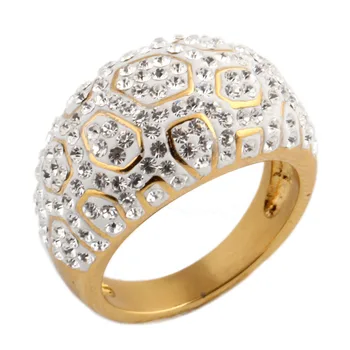 Ægte Guld Farve Crystal Ringe Bryllup Mærke Mode Smykker Femme Bijoux for Kvinder