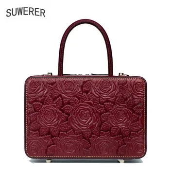 Ægte Læder kvinder tasker Rose tre-dimensionelle præget luksus håndtasker, kvinder tasker designer håndtasker kvinder kendte mærker