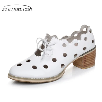 Ægte læder stor kvinde sko OS, størrelse 9.5 designer vintage Sandaler rund tå håndlavet sølv guld 2017 sping oxford sko