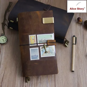 Ægte Læder Traveler ' S Notebook Dagbog Journal Vintage Håndlavet Koskind Gave Rejse Notebook Gratis Bogstaver man embosse