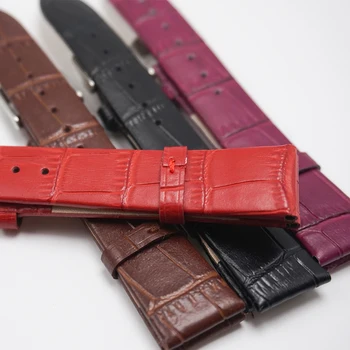Ægte Læder watchbands 12 /14/16/18/20mm Bambus mønster 10 candy farver urrem 22mm Urrem 20mm 2018 nye stropper J013