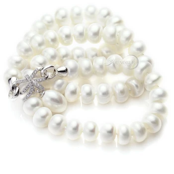 Ægte naturlig perle halskæde vedhæng smykker reel bryllup ferskvands perle halskæder kvinder års fødselsdag bedste gave