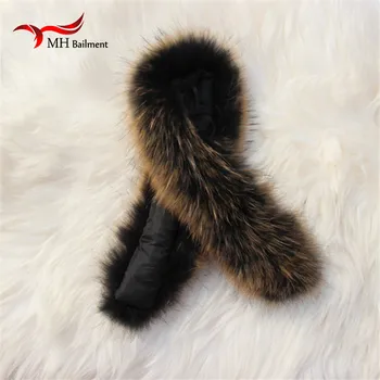 Ægte pels krave af ægte vaskebjørn pels tørklæde 70cm vinter til kvinder, mænd tøj krave anvendes hot salg L#03