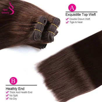Ægte Skønhed Menneskehår Brasilianske Straight Hair Weave Bundter Mørk Brun Farve #2 Remy Hair Extensions Kan Købe 3/4 Bundter