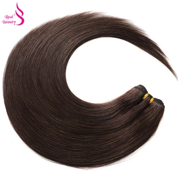 Ægte Skønhed Menneskehår Brasilianske Straight Hair Weave Bundter Mørk Brun Farve #2 Remy Hair Extensions Kan Købe 3/4 Bundter