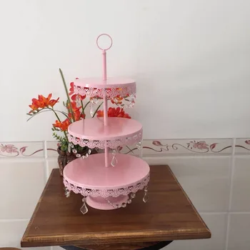 én stykker kage stå bryllup cupcake stativ sæt, cookie vise skuffe sæt, pink farver til valg