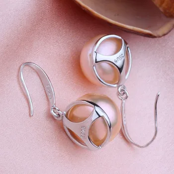 Øreringe med perle,real naturlige ferskvands perle dråbe øreringe til kvinder,925 sølv perle øreringe fine smykker girl party gave