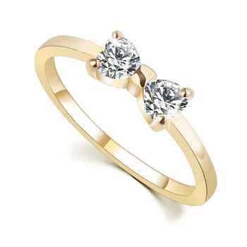 Østrig Krystal Guld Ring Kvinde Bue Zircon Rhinestone bryllup engagement Crystal Zircon Ringe kvinder smykker