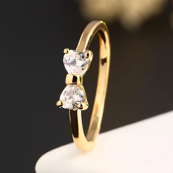 Østrig Krystal Guld Ring Kvinde Bue Zircon Rhinestone bryllup engagement Crystal Zircon Ringe kvinder smykker